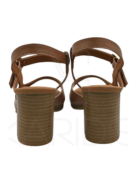 Damen Sandalen Mit Leder Tabac Braun