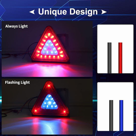 Triangular Rear LED Trailer Light 24v Strobe Lighting DRL Red Blue Sds-29226