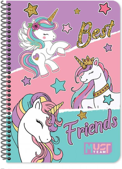 Must Team Spiral School Notebook Ruled B5 60 Paper Sheets 2 Subjects Various Designs