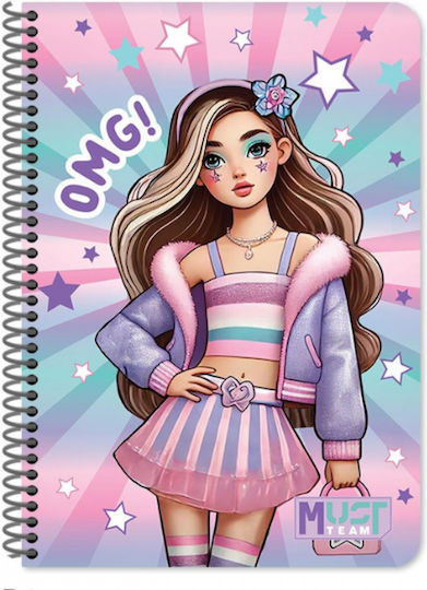 Must Team Spiral School Notebook Ruled B5 60 Paper Sheets 2 Subjects Various Designs