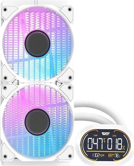Darkflash DH240D v2 AIO CPU Liquid Cooling with 2x 120mm Fans and ARGB Lighting White