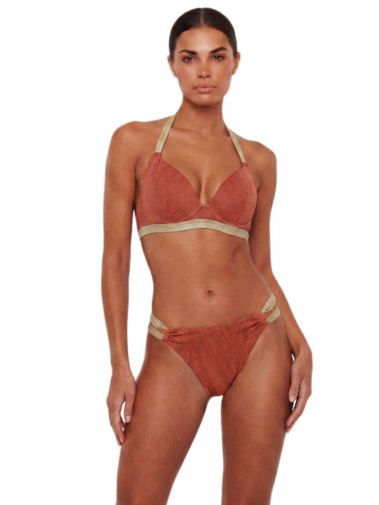 Bikini Top Bikini Bra D Cup With Padding Gold