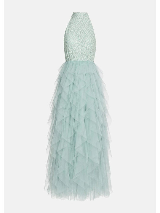 Maxi Dress for Wedding Christening with Lace Mint