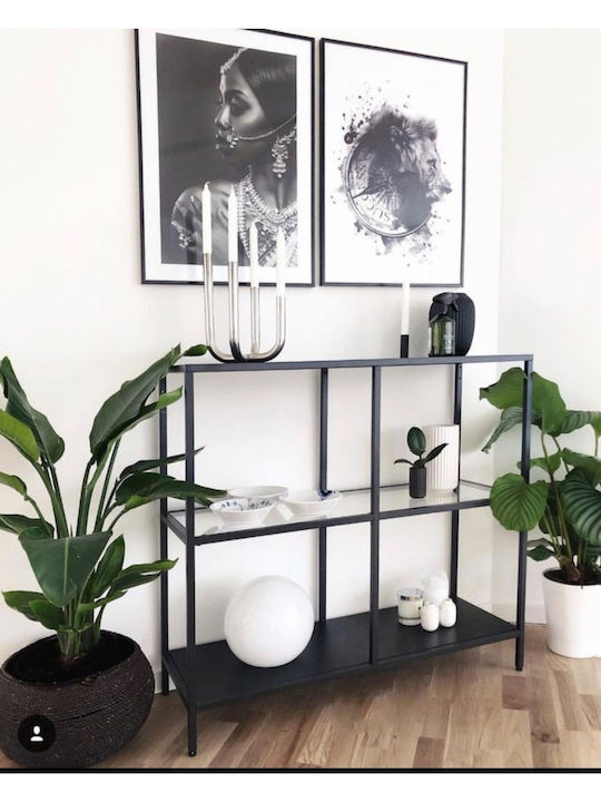 Metal Console Table with Glass Top Transparent L80xW30xH90cm