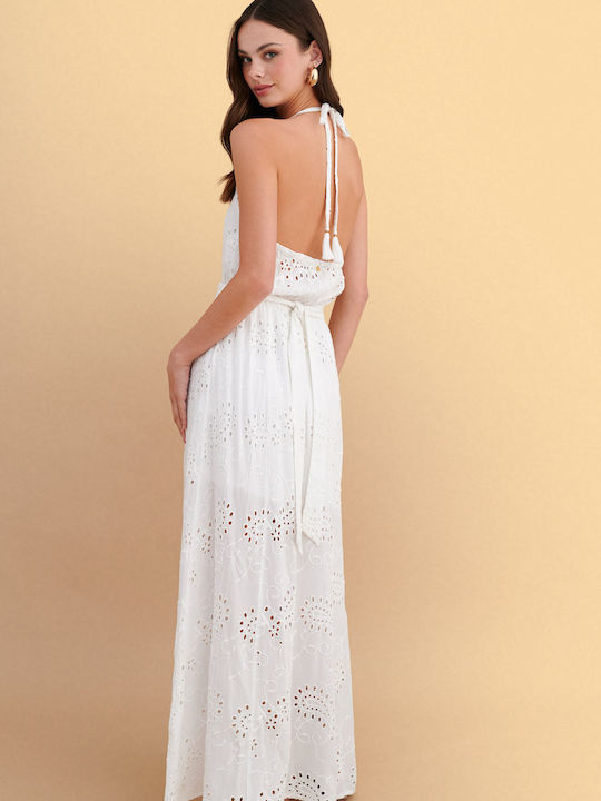 Sommer Maxi Damenkleid Weiß 9923315-Weiß