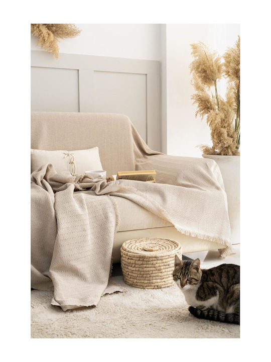 SteweHome Three-Seater Sofa Throw 180x315cm Beige