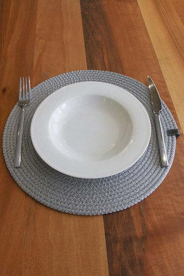 SteweHome SteweHome Tischsets Rund Stoff Grau 32cm 6 Stück SteweHome SteweHome Tischsets Rund Stoff Grau 32cm 6 Stück