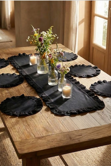 SteweHome Tischsets Schwarz 120x40cm 7 Stück
