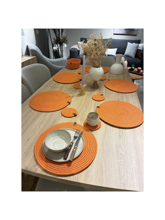 SteweHome Wicker Orange Placemats 33x33cm 13 Pieces