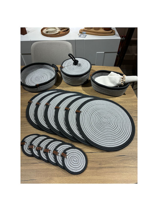 SteweHome Σουπλά Στρογγυλό Ψάθινο Γκρι 33cm 15τμχ SteweHome Σουπλά Στρογγυλό Ψάθινο Γκρι 33cm 15τμχ