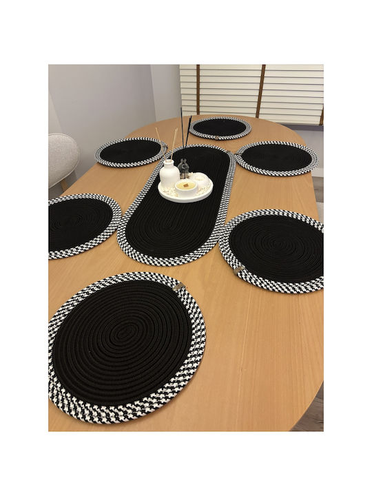 SteweHome Wicker Black Placemats 80x30cm 6 Pieces