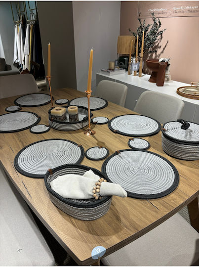 SteweHome Round Wicker Gray Placemats 33cm 15 Pieces