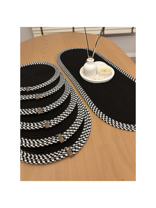 SteweHome Wicker Black Placemats 80x30cm 6 Pieces