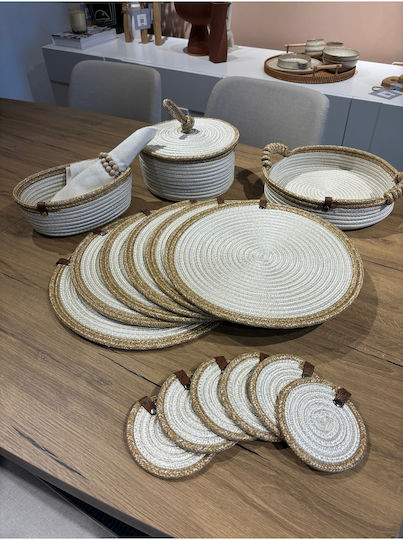 SteweHome Wicker Beige Placemats 33x33cm 15 Pieces