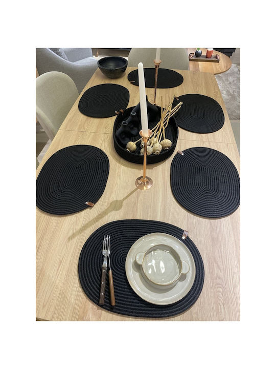 SteweHome Tischsets Korbweide Schwarz 40x30cm 7 Stück