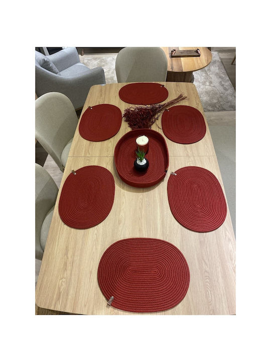 SteweHome Wicker Red Placemats 40x30cm 7 Pieces