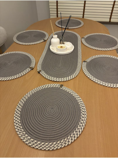 SteweHome Σουπλά Ψάθινο Γκρι 80x30cm 6τμχ