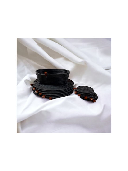 SteweHome Black Wicker Placemats 33x33cm 13 Pieces