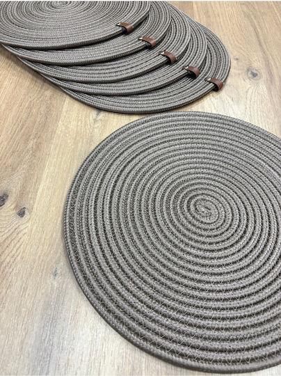SteweHome Round Wicker Beige Placemats 33cm 6 Pieces