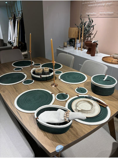 SteweHome Wicker Green Placemats 33x33cm 15 Pieces