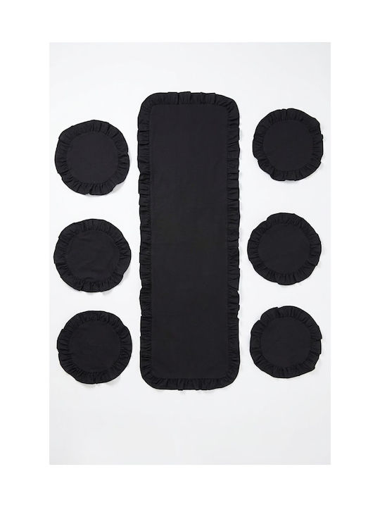 SteweHome Black Placemats 120x40cm 7 Pieces