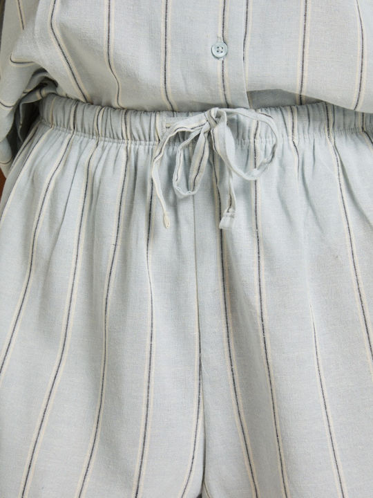 Hunkemöller Sommerliches Damen-Schlafanzug-Set Kurze Hosen Blau Streifen