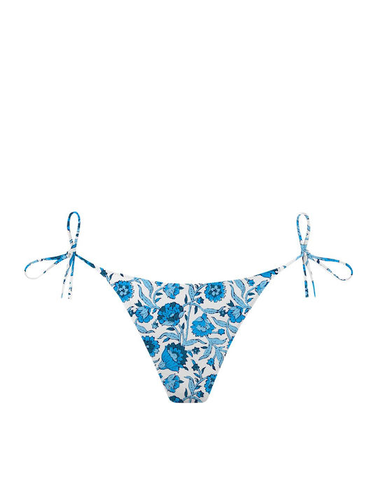 Set Bikini Τριγωνάκι Floral Λευκο- Μπλε
