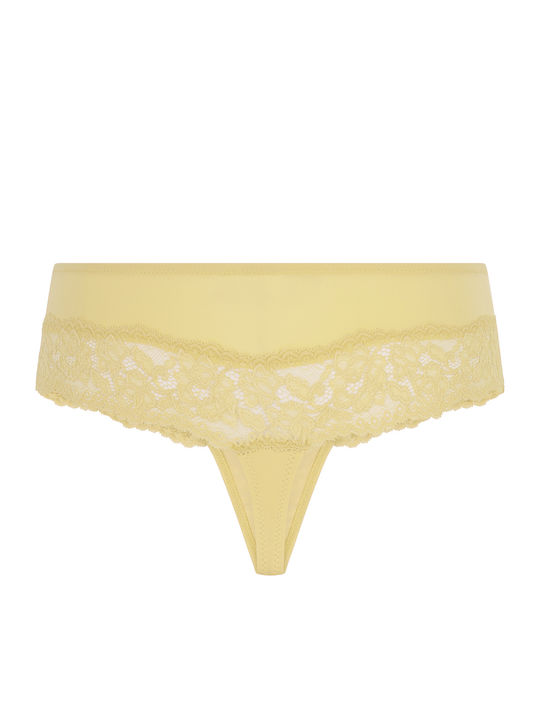 Valencia Damen-Slip mit Spitze Gelb