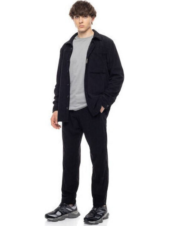 Langärmeliges Zeichenfolge Overshirt Schwarz