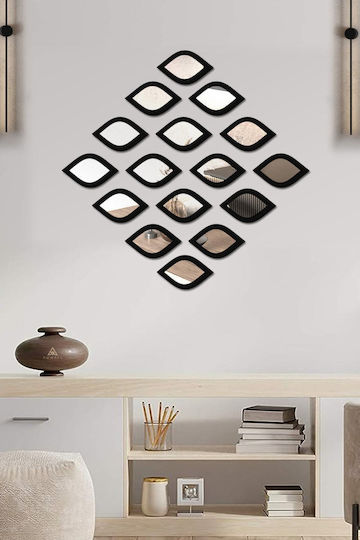 Stewehome Set Oglinzi Decorative Plexiglass Textură Lemn 13x8x4 Cm