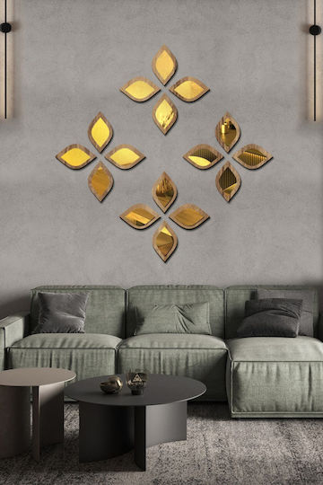 Stewehome Set Oglinzi Decorative Plexiglass Textură Lemn 13x8x4 Cm