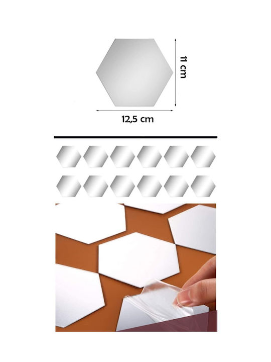 SteweHome Oglindă de Perete Asimetrică cu Ramă din Plastic Argintiu 12x11cm