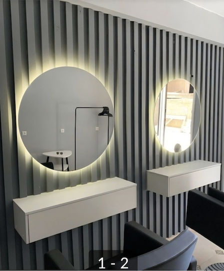 SteweHome Wall Mirror with Frame & LED Lighting Diameter 67cm