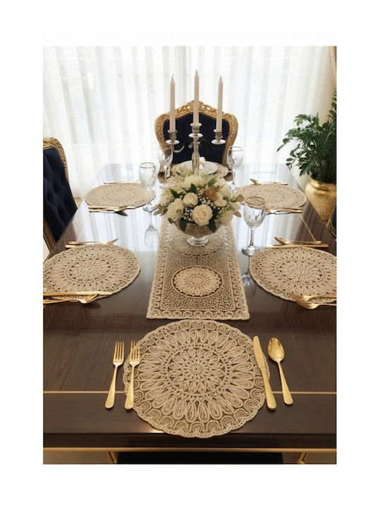SteweHome Runner With Lace Set Ecru 34x48cm