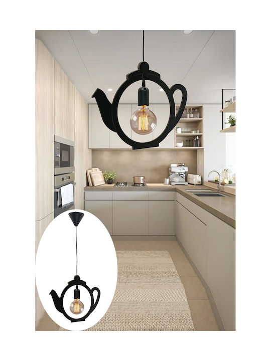 SteweHome Black Pendant Ceiling Light with E27 Socket 60x42x51cm