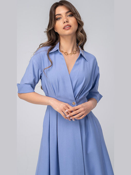 Larina Midi Hemdkleid Blau