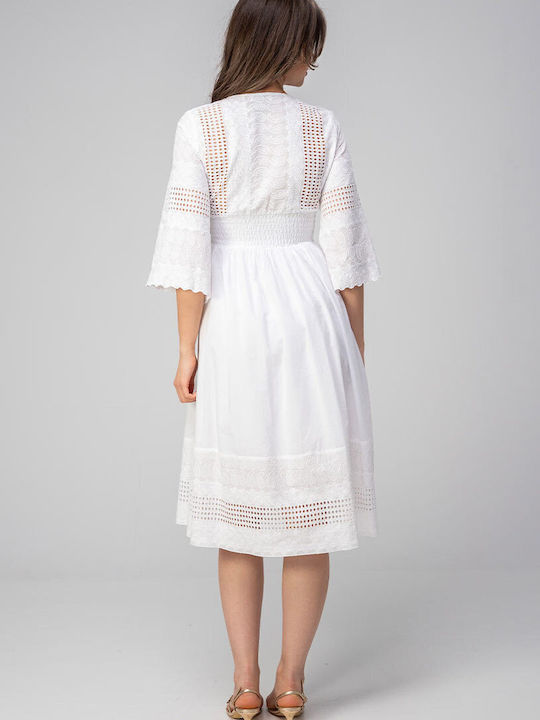 Rochie De Vară Midi Rochie-Cămașă Albă