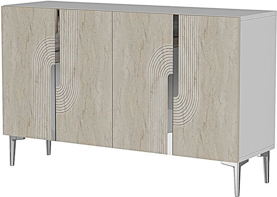 Wooden Sideboard with Mirror Brown 120x32x75cm