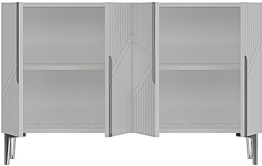 Wooden Sideboard with Mirror White 120x32x75cm