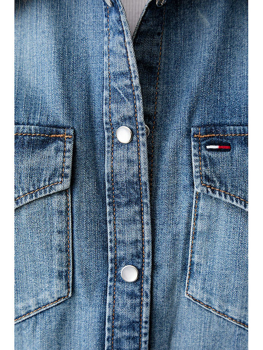 Langärmeliges Damen-Jeans-Hemd Grau