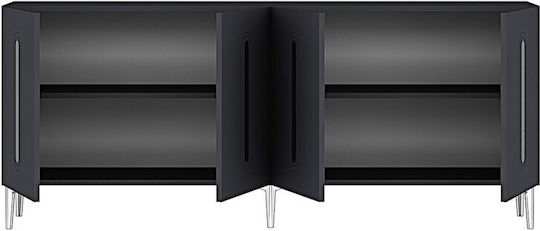 Wooden Sideboard with Mirror Gray 180x32x75cm