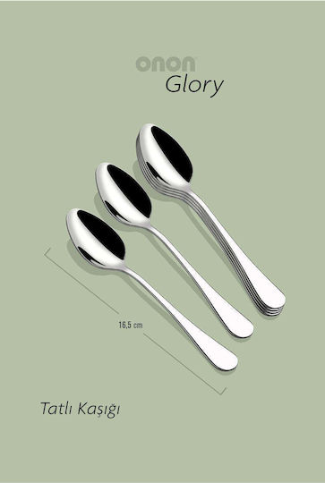 SteweHome Set Of Silver Inox Dessert Ice Cream Spoons 6 Pieces