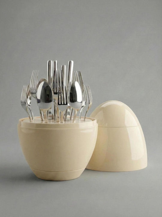 SteweHome Cutlery Set Stainless Steel Beige 24 Pieces