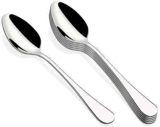 SteweHome Set Of Silver Inox Dessert Ice Cream Spoons 6 Pieces