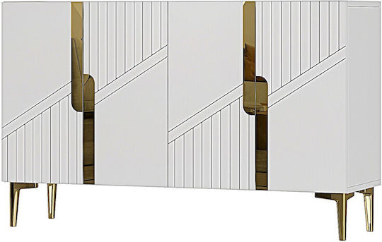 SteweHome Μπουφές Ξύλινος mit Spiegel Λευκά 120x32x75cm