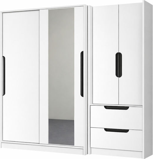 Mobilier Hol cu Oglindă / Suport pentru Haine & Dulap Alb 190x70x185cm