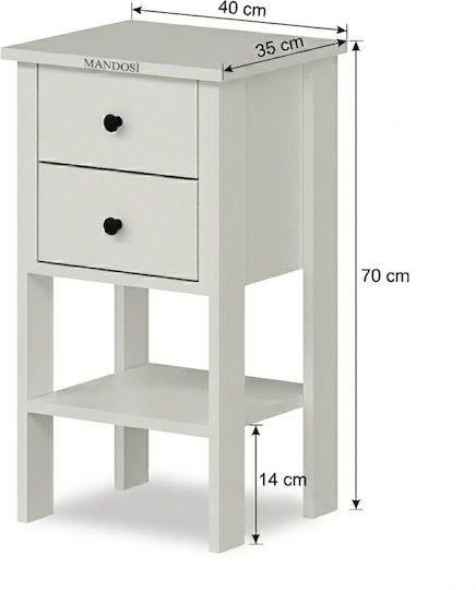 Noptiere Dormitor Metalic Bej 40x35x70cm