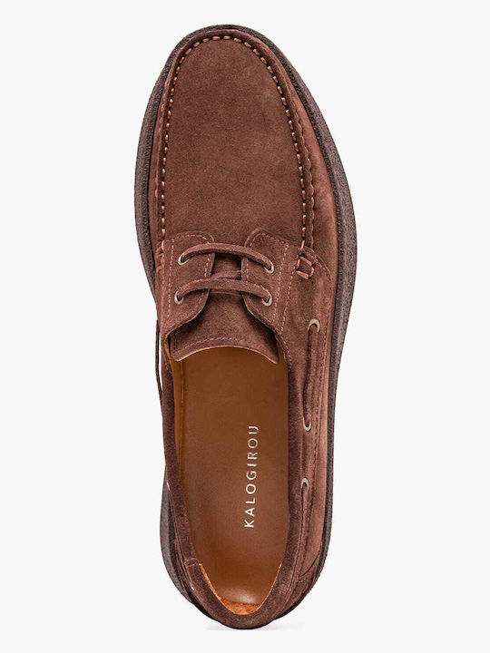 Δερμάτινα Ανδρικά Boat Shoes σε Καφέ Χρώμα