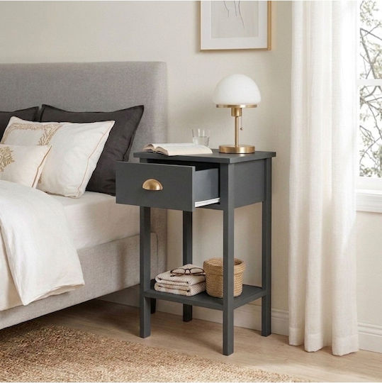 Metallic Gray Bedside Table 40x35x70cm