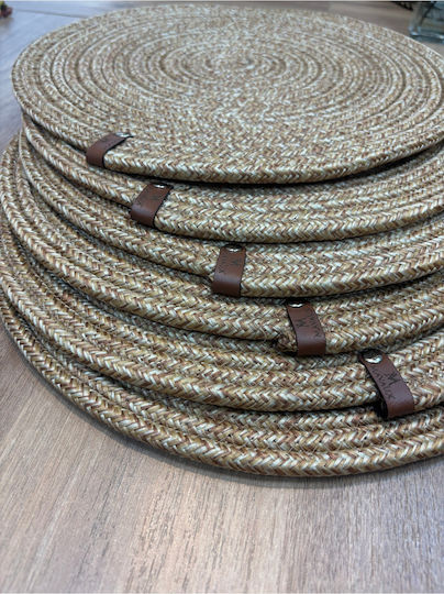 SteweHome Σουπλά Στρογγυλό Ψάθινο Καφέ 33cm 6τμχ